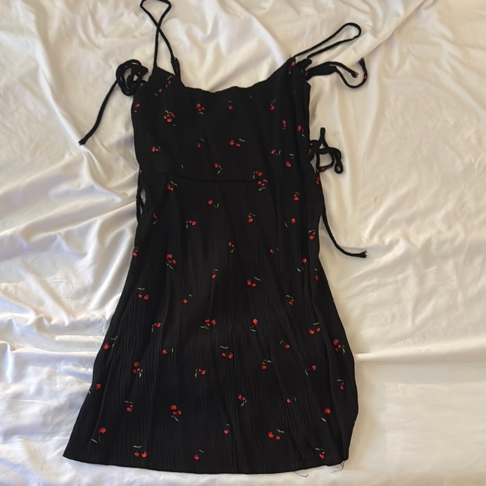Black Dress with Cherry Print
